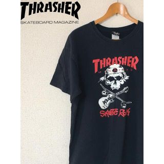 スラッシャー(THRASHER)のスラッシャー スカル メタル ギター 髑髏 フロントプリント 黒 ブラック(Tシャツ/カットソー(半袖/袖なし))