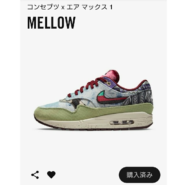 メンズNIKE エアマックス1 コンセプツ　mellow 26cm