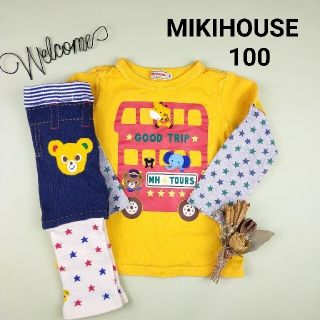 ミキハウス(mikihouse)のミキハウス プッチー バス 乗り物 ロンＴ スパッツ セット 100(Tシャツ/カットソー)