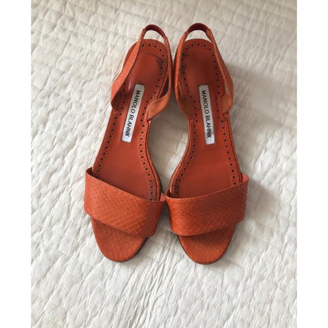 紺×赤 MANOLO BLAHNIK☆レザーサンダル(裏張り済み) - 通販 - lubo.com.pl