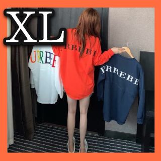 ☆新品☆ XLサイズ ビッグトレーナー ロンT オレンジ ストリート 長袖(Tシャツ/カットソー(七分/長袖))