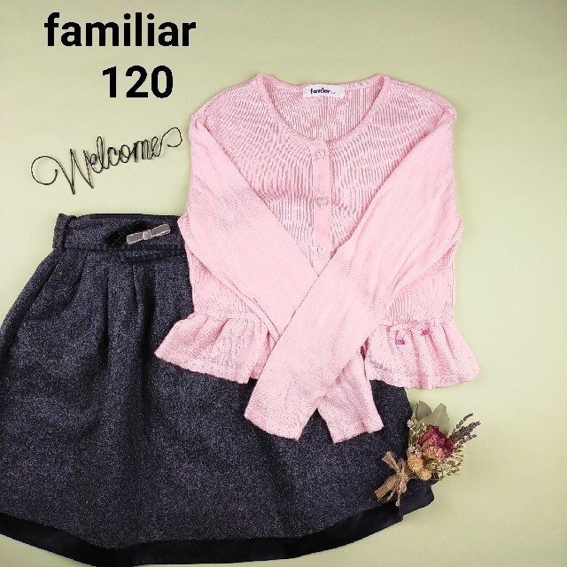 familiar(ファミリア)のファミリア リボン カーディガン 膝丈 スカート セット 120 キッズ/ベビー/マタニティのキッズ服女の子用(90cm~)(スカート)の商品写真