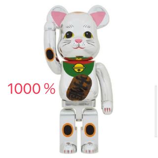 BE@RBRICK 招き猫 銀メッキ 発光 1000％(フィギュア)