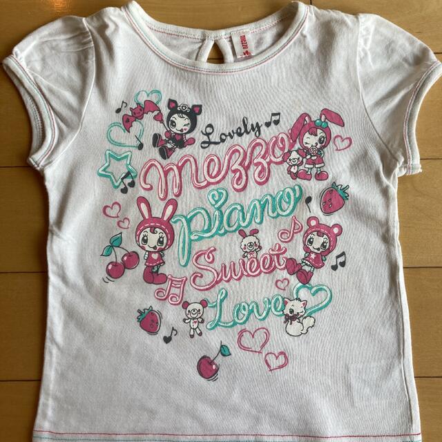 mezzo piano(メゾピアノ)のメゾピアノ Tシャツ110 ホワイト　プリント　かわいい キッズ/ベビー/マタニティのキッズ服女の子用(90cm~)(Tシャツ/カットソー)の商品写真