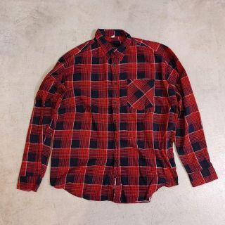 古着　ユーズド　プリントネルシャツ　XL チェックシャツ(シャツ)