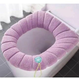 便座カバー トイレカバー　ピンク　pink 朝顔　厚手 取っ手　取っ手付き (トイレマット)