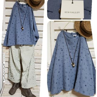 サンバレー(SUNVALLEY)の新品SUNVALLEY/コットンリネン 可愛い雑貨がいっぱいチュニック M(チュニック)