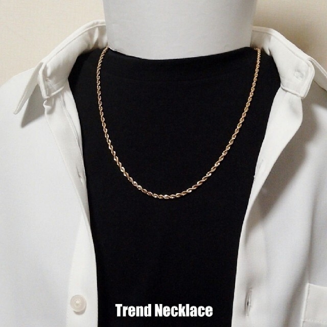 【トレンド】フレンチロープチェーンネックレス　ゴールド サージカル ステンレス メンズのアクセサリー(ネックレス)の商品写真