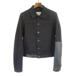 格安人気 LANGヘルムートラング HELMUT レザー×デニムジャケット S 黒 新しいプレセール ヘルムートラング ジャケット(黒) ノーカラージャケット