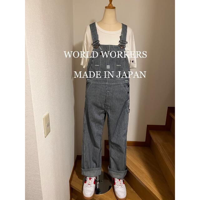 美品！WORLD WORKERSストライプオーバーオール！日本製！ワールドワーカーズ