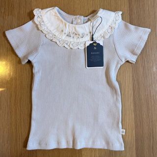 シマムラ(しまむら)の専用【 新品タグ付き 】cottoli テレコ刺繍襟 半袖Tシャツ 中水色(Tシャツ/カットソー)