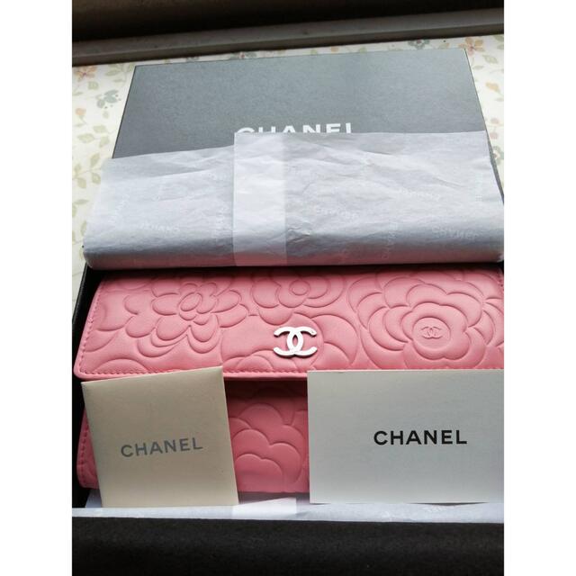 新品未使用品】シャネル♡カメリアフラワーピンク長財布 - 財布