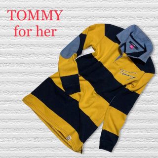 トミー(TOMMY)のTOMMY トミー　レディース　ロングラガーシャツ　Sサイズ　エルボーパッチ(ポロシャツ)