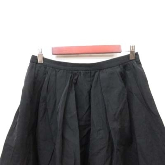 Adam et Rope'(アダムエロぺ)のアダムエロペ フレアスカート ギャザー ひざ丈 38 黒 ブラック /YI レディースのスカート(ひざ丈スカート)の商品写真