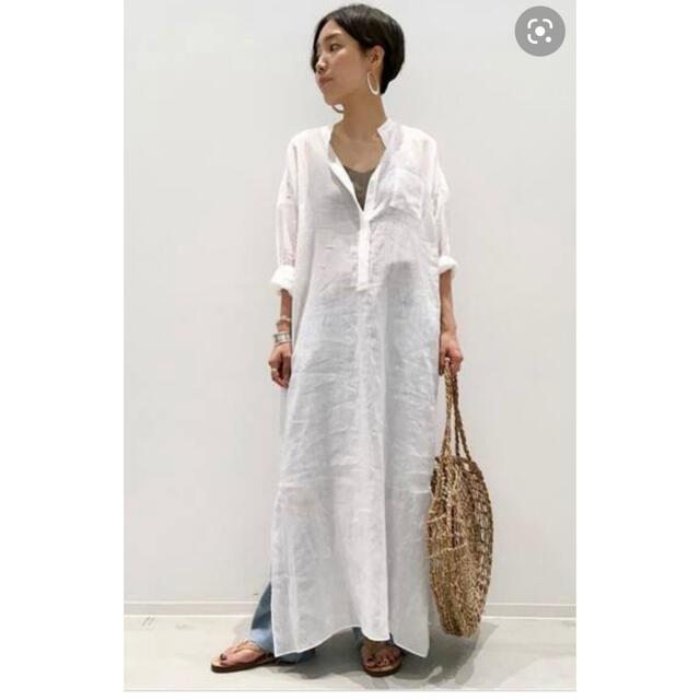 日本製・綿100% 新品・タグ付き◇ L'Appartement RAMIE ワンピ◇白