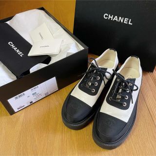 CHANEL レア　ツイード　レースアップシューズ　ブラック　35サイズ