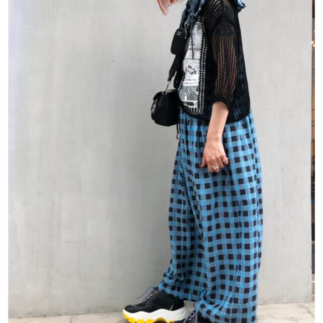 GANNI ガニー ワンピース チェックロング ブルー ロング GANNI ガニー ワンピース チェックロング ブルー ロング