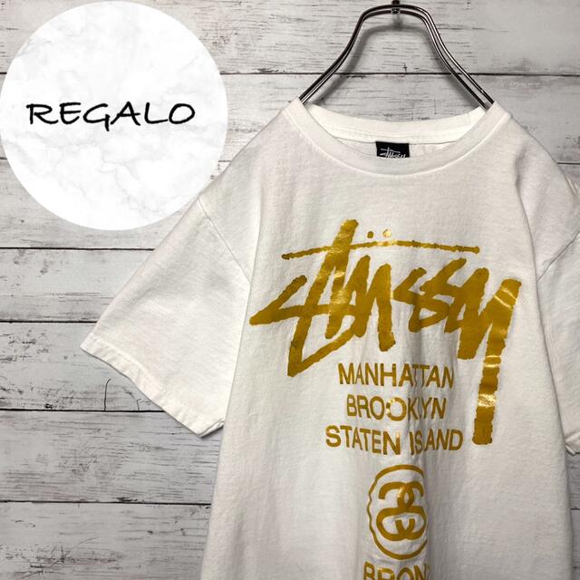 STUSSY(ステューシー)の【人気カラー】ステューシー☆Tシャツホワイトビッグロゴゴールド メンズのトップス(Tシャツ/カットソー(半袖/袖なし))の商品写真