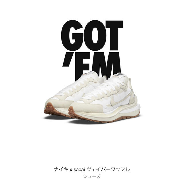 靴/シューズNIKE × sacai Vaporwaffle White Gum