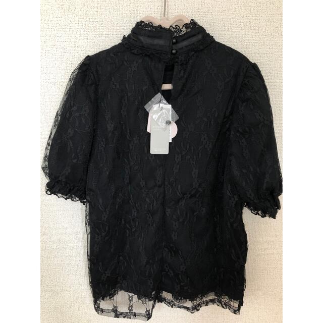 Ank Rouge(アンクルージュ)のハイネック レース ブラウス 黒 レディースのトップス(シャツ/ブラウス(半袖/袖なし))の商品写真