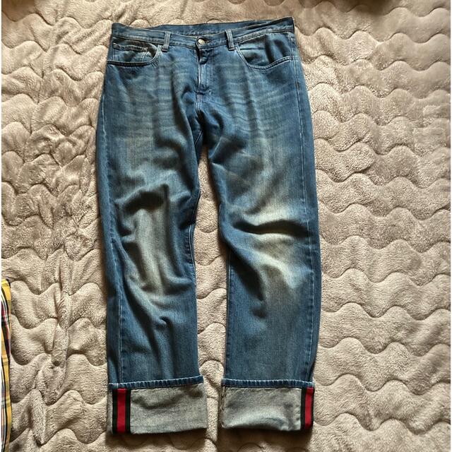 Gucci - GUCCIグッチウォッシュドウェブラインデニムパンツの通販 by
