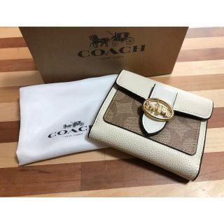 コーチ(COACH)の☆COACH ジョージー ミニ折財布 ブロックド シグネチャー キャンバス(財布)