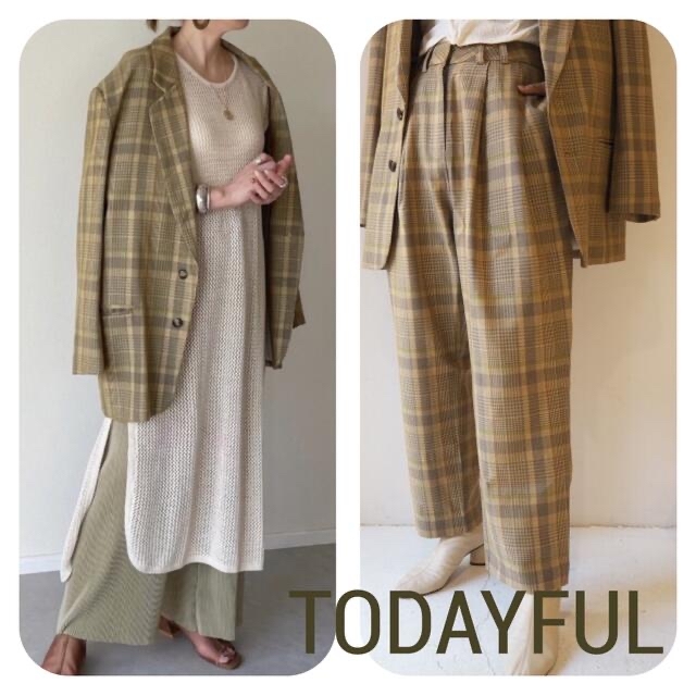 セットアップ　パンツ　TODAYFUL Check Over Jacket