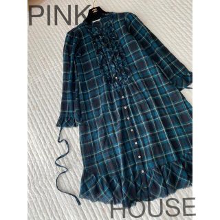 ピンクハウス(PINK HOUSE)のピンクハウス　タータンチェック　半袖ワンピース (ロングワンピース/マキシワンピース)