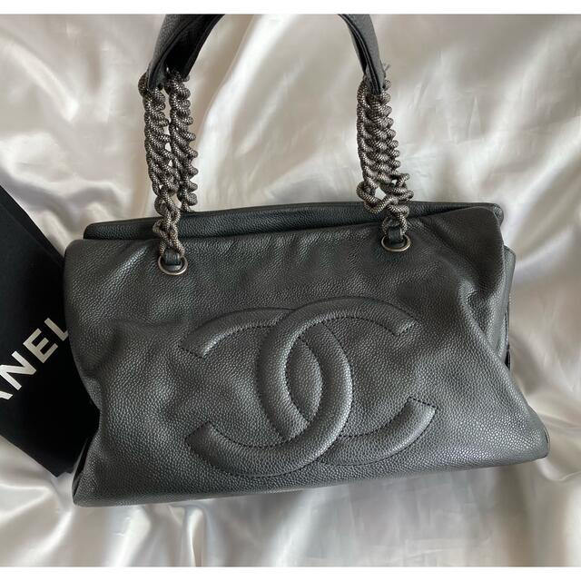 極美品♡シャネル　CHANEL キャビアスキン　チェーントートバッグレディース