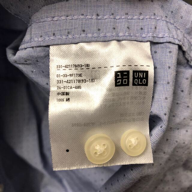 UNIQLO(ユニクロ)のユニクロ ドット ブルー 柄 ボタンダウン ワイシャツ メンズ 水色 メンズのトップス(シャツ)の商品写真