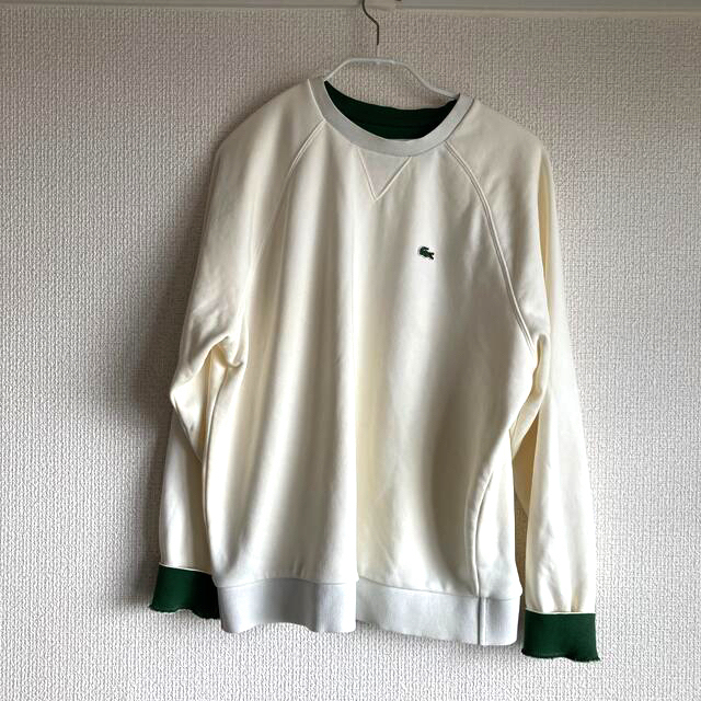 LACOSTE(ラコステ)のラコステ　スエット　ブルゾン　ホワイト×グリーン メンズのトップス(スウェット)の商品写真