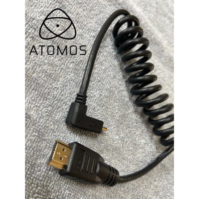 atmos(アトモス)のアトモス　L字型 Micro to Full HDMIケーブル カール加工  スマホ/家電/カメラのテレビ/映像機器(映像用ケーブル)の商品写真