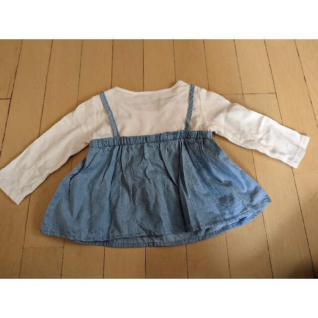 西松屋(ニシマツヤ)のトップス　ロンＴ　ワンピース風　90 キッズ/ベビー/マタニティのキッズ服女の子用(90cm~)(Tシャツ/カットソー)の商品写真