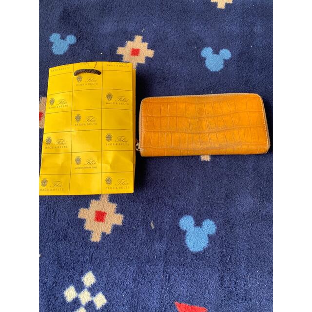 フェリージ felisi 長財布 クロコ 型押し mango オレンジ - 財布