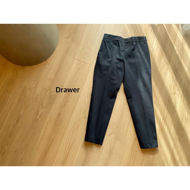 Drawer コットンギャバ テーパードパンツ ネイビー - カジュアルパンツ
