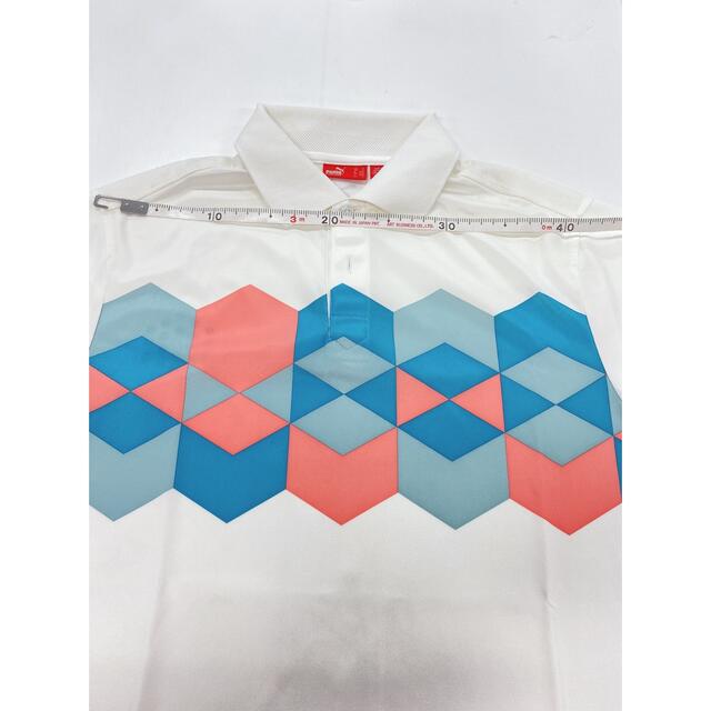 PUMA(プーマ)の新品！値下げ　プーマ　ゴルフ　ポロシャツ　半袖　白　ダイヤ柄　 メンズのトップス(ポロシャツ)の商品写真
