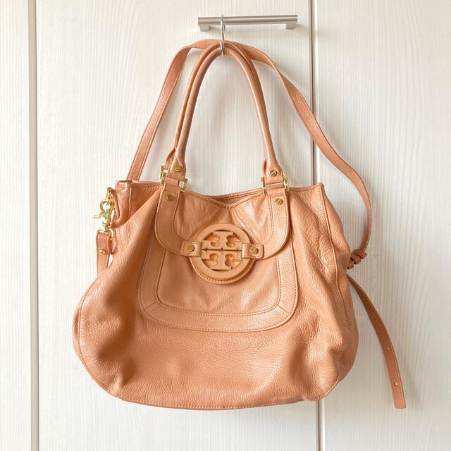 トリーバーチTORYBURCHベージュ本革ハンドバッグショルダーバッグ2way