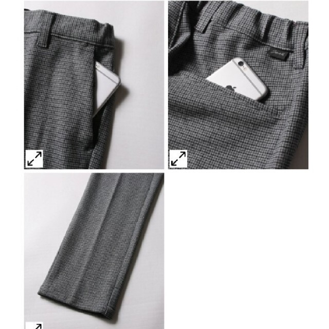 JOHNBULL(ジョンブル)のジョンブル　エアレットイージーパンツ　LLサイズ　チェック柄　グレー　ストレッチ メンズのパンツ(スラックス)の商品写真