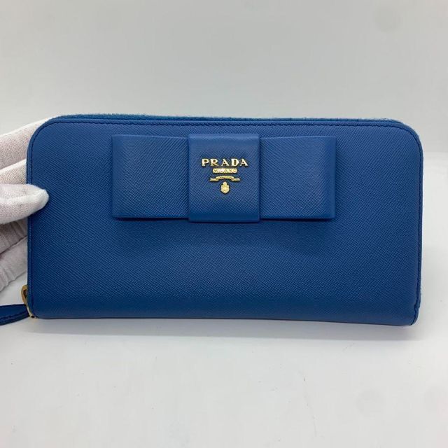 【人気品✨】PRADA サフィアーノ ラウンドファスナー リボン 長財布