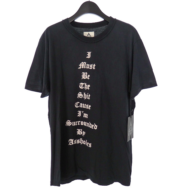 UNIF(ユニフ)のユニフ UNIF ダメージ加工 メッセージプリント Tシャツ 半袖 M ブラック レディースのトップス(Tシャツ(半袖/袖なし))の商品写真