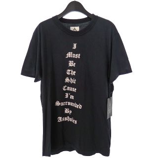 ユニフ(UNIF)のユニフ UNIF ダメージ加工 メッセージプリント Tシャツ 半袖 M ブラック(Tシャツ(半袖/袖なし))