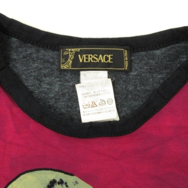 VERSACE(ヴェルサーチ)のヴェルサーチ ヴェルサーチェ Tシャツ カットソー 半袖 ピンク ブラック 40 レディースのトップス(Tシャツ(長袖/七分))の商品写真