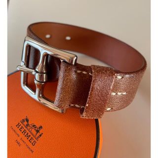 エルメス(Hermes)のエルメス エトリヴィエール レザー ブレスレット ブラウン 美品(ブレスレット/バングル)