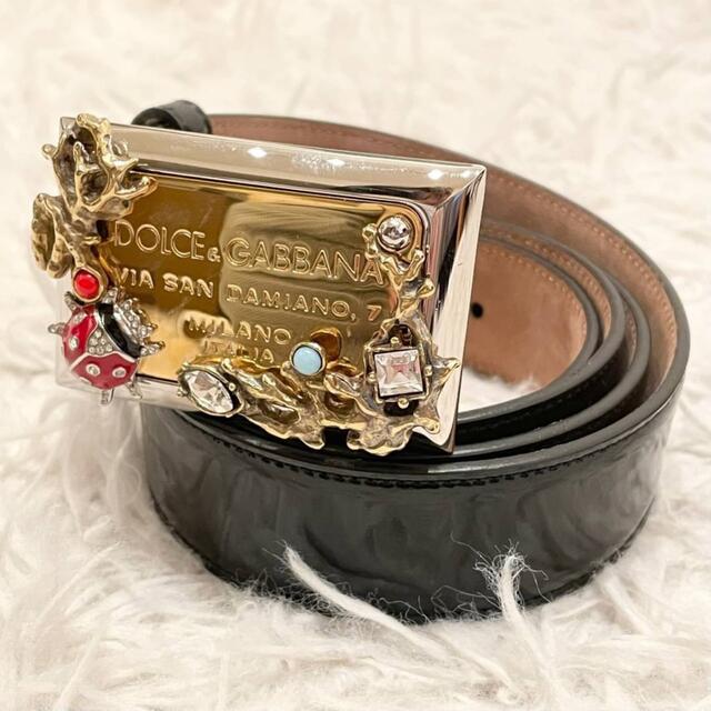 未使用に近い 超稀少型⭐️DOLCE & GABBANA エナメルレザー ベルト ベルト 未使用に近い 超稀少型⭐️DOLCE & GABBANA エナメルレザー ベルト ベルト
