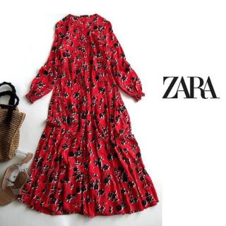 ザラ(ZARA)の【美品】完売品！ZARA赤ワンピース　田中みな実さん着用サイズS(ロングワンピース/マキシワンピース)