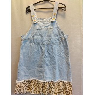 【300円】ジャンパースカート 140cm　裾ヒョウ柄シフォン(スカート)