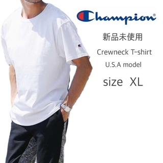 チャンピオン(Champion)の新品未使用 チャンピオン 無地 クルーネック Tシャツ ホワイト XLサイズ(Tシャツ/カットソー(半袖/袖なし))