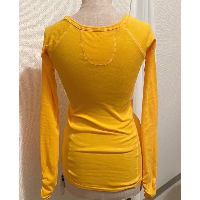 マーベラス　　タイト　Tシャツ　カットソー　黄色　オレンジ色  袖口シャーリング レディースのトップス(カットソー(長袖/七分))の商品写真