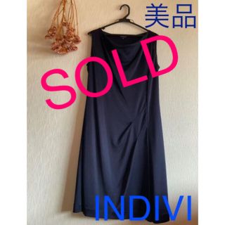 インディヴィ(INDIVI)の美品◆◇INDIVI◇インディヴィ◇◆フォーマルワンピース ネイビー サイズ40(ひざ丈ワンピース)