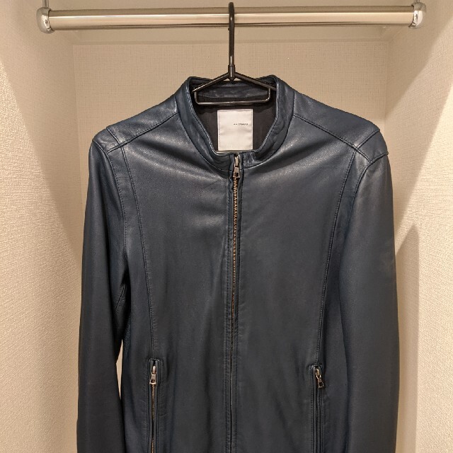 最終価格】STUDIOUS ネイビー シングルライダース レザージャケット